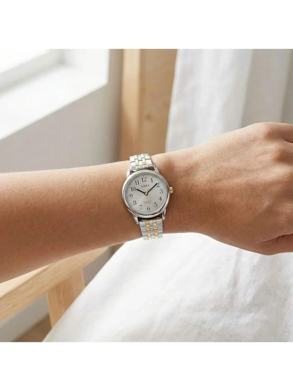 Women's Silver Gold Analog Quartz Solid Easy Reader Classic Bracelet Wrist Watch